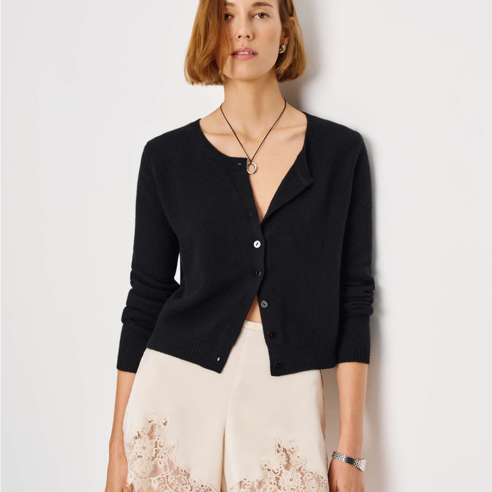 Reformation Clara Cashmere Crew Cardigan Black